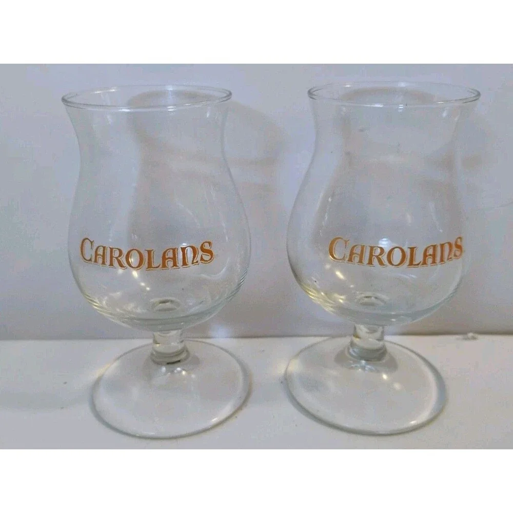 Set of 2 Vintage Carolans Irish Cream Liqueur Footed Stemmed Glasses 4.5